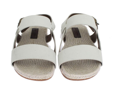 White Leather Strap Slides Sandals