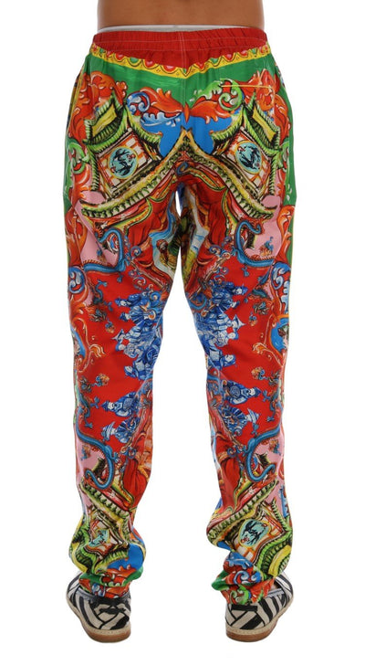 Multicolor Carretto Print SILK Pajama Pants