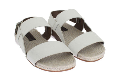 White Leather Strap Slides Sandals