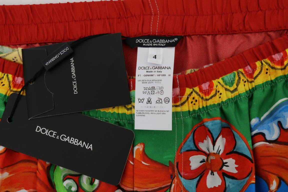 Multicolor Carretto Print SILK Pajama Pants