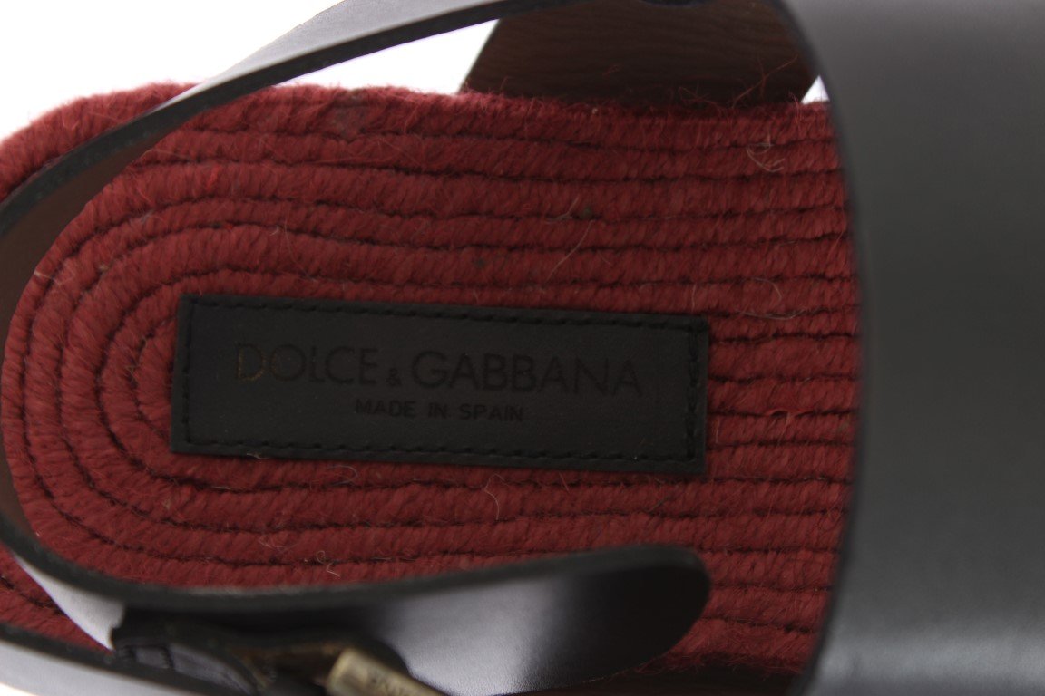 Gray Red Leather Strap Slides Sandals