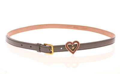 Gray Leather Logo Belt