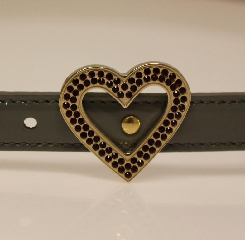 Gray Leather Logo Belt