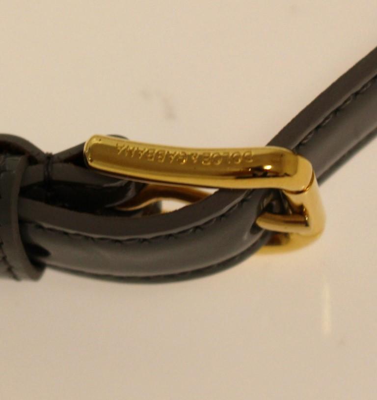 Gray Leather Logo Belt