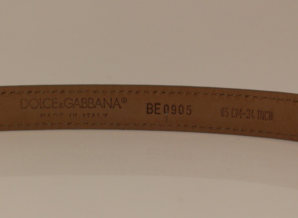 Gray Leather Logo Belt