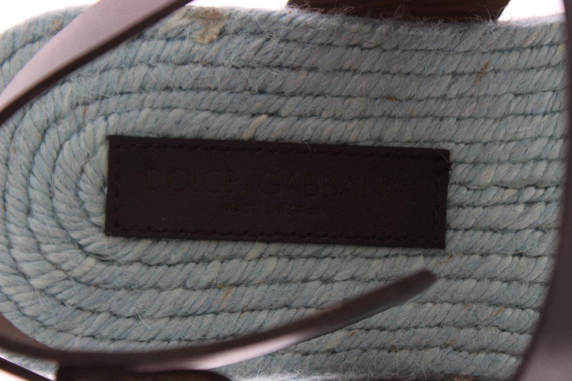 Blue Leather Strap Slides Sandals
