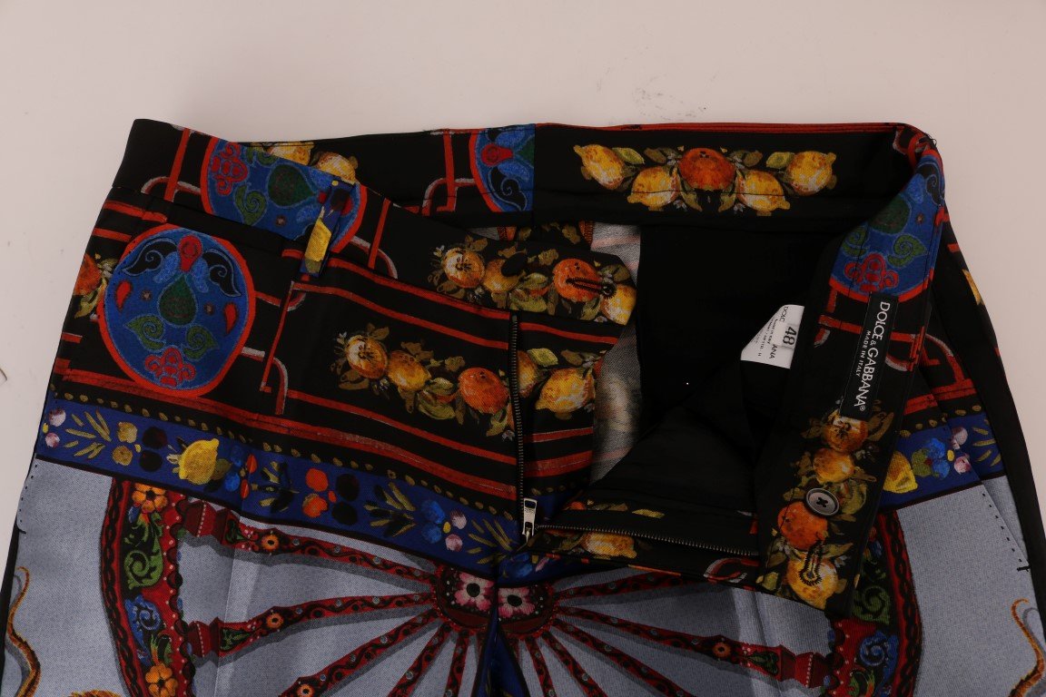 Sicilian Chinoiserie Print Silk Formal Pants