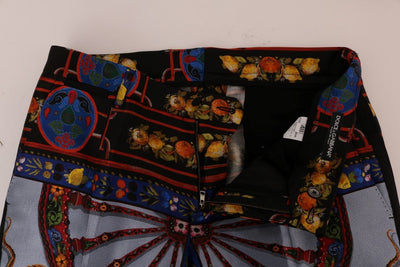 Sicilian Chinoiserie Print Silk Formal Pants