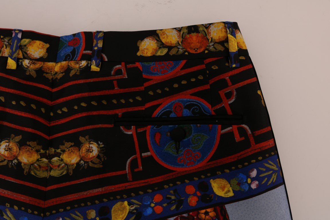 Sicilian Chinoiserie Print Silk Formal Pants