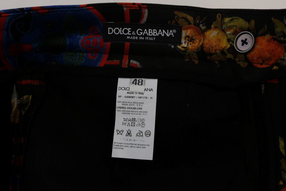 Sicilian Chinoiserie Print Silk Formal Pants