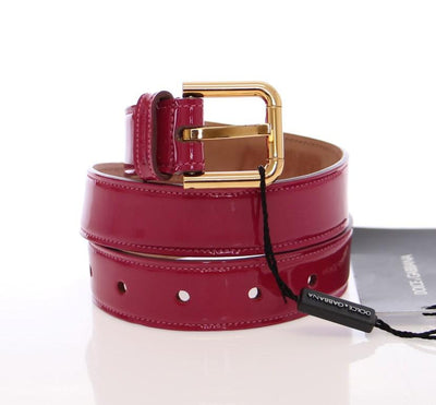 Pink Leather Gold Logo Belt