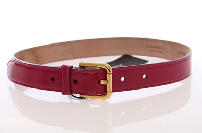Pink Leather Gold Logo Belt