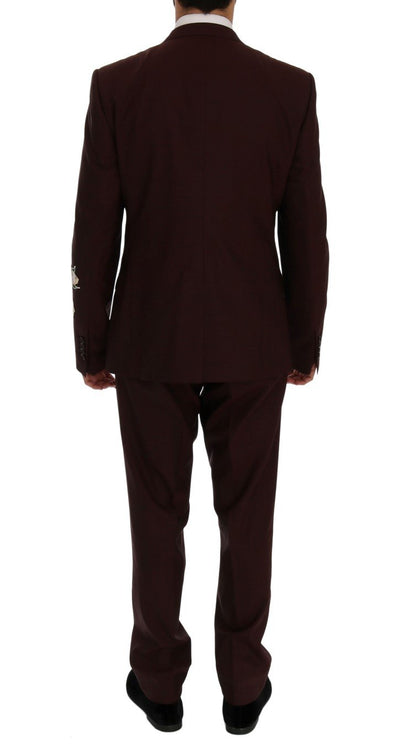 Bordeaux Wool 3 Piece GOLD Floral Suit