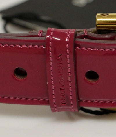 Pink Leather Gold Logo Belt
