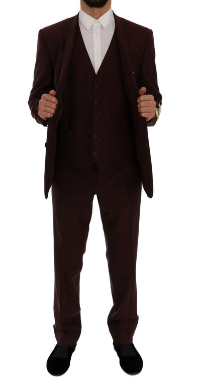 Bordeaux Wool 3 Piece GOLD Floral Suit