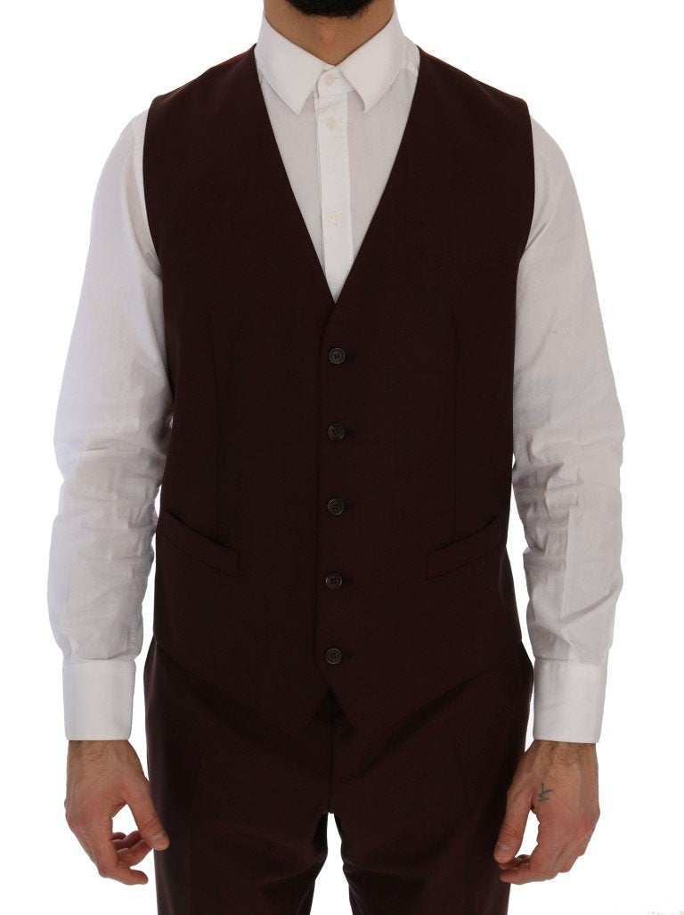 Bordeaux Wool 3 Piece GOLD Floral Suit