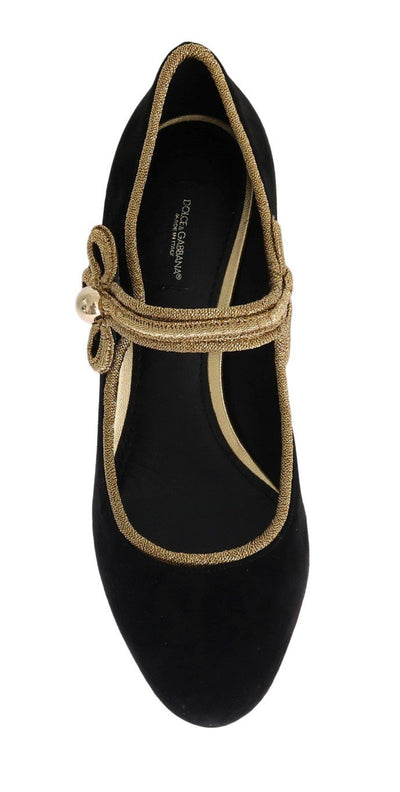 Black Gold Mary Janes Suede Pumps