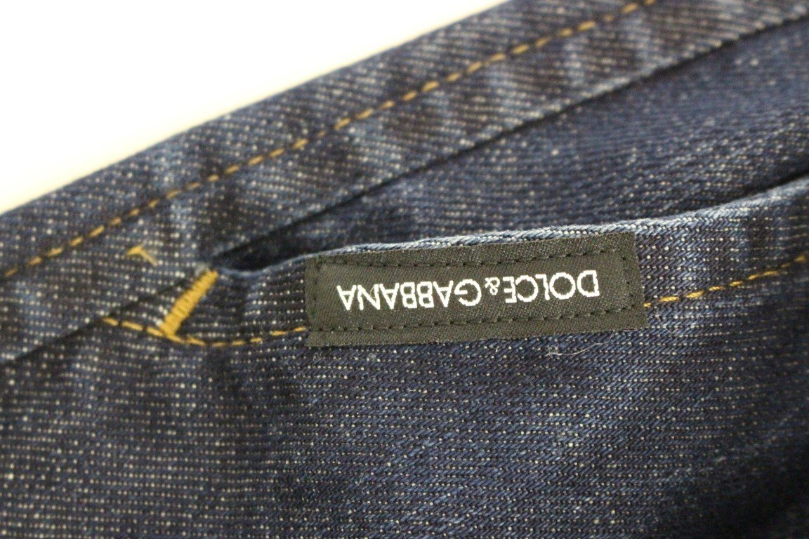 Blue Cotton Solid Pattern Logo Jeans Pants
