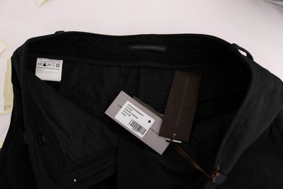 Black Cotton Slim Fit Casual Pants