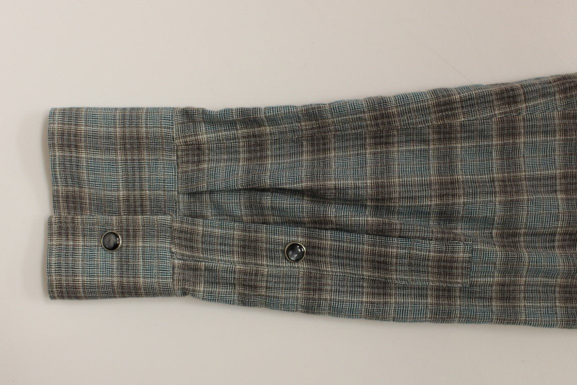 Blue Checkered SICILIA Regular Casual Shirt