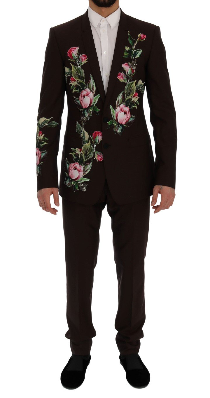 Bordeaux Wool Crystal Bee Floral Suit