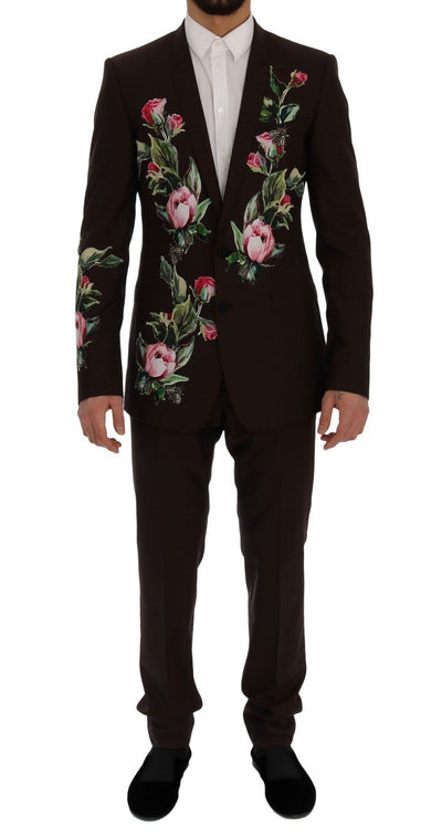 Bordeaux Wool Crystal Bee Floral Suit