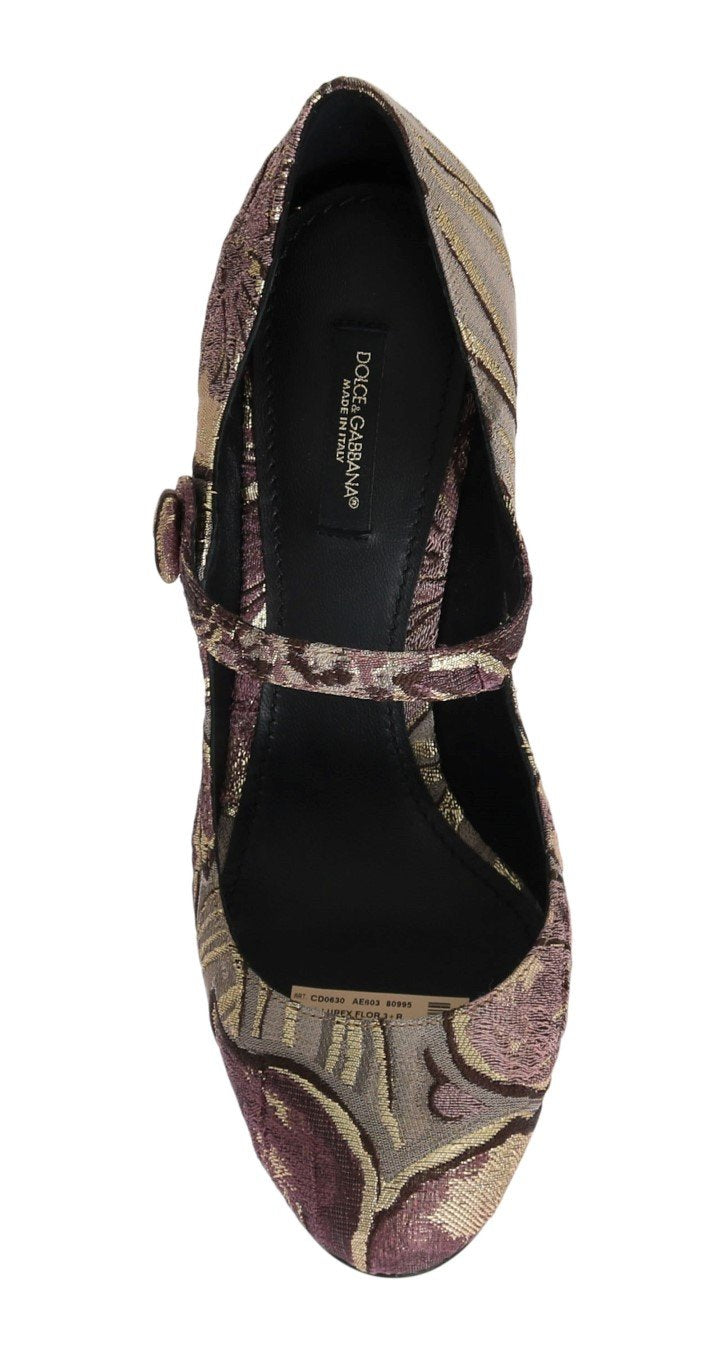 Purple Jacquard Crystal Floral Leather Shoes