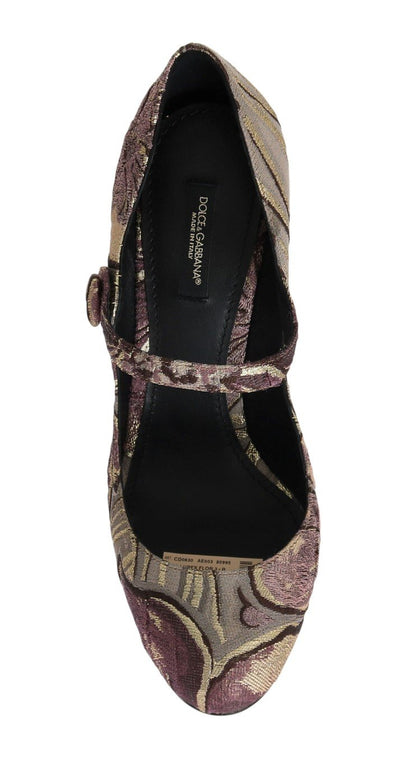 Purple Jacquard Crystal Floral Leather Shoes