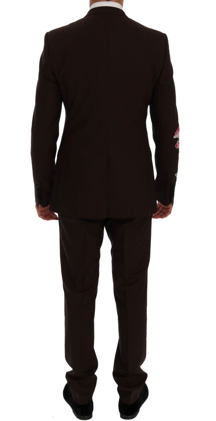 Bordeaux Wool Crystal Bee Floral Suit