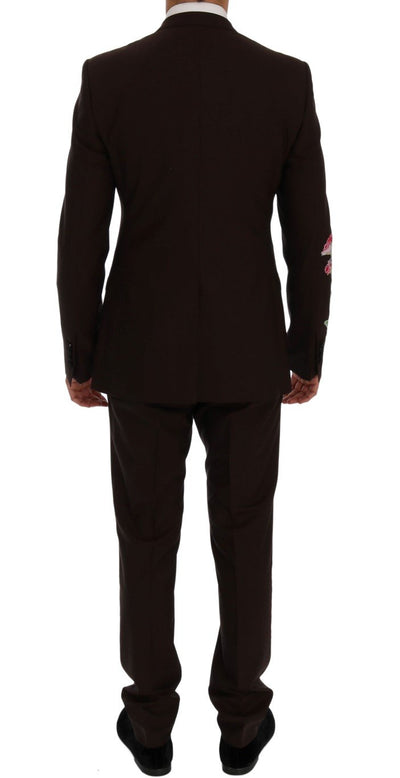 Bordeaux Wool Crystal Bee Floral Suit
