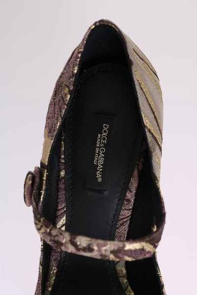 Purple Jacquard Crystal Floral Leather Shoes