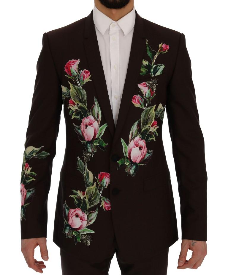 Bordeaux Wool Crystal Bee Floral Suit