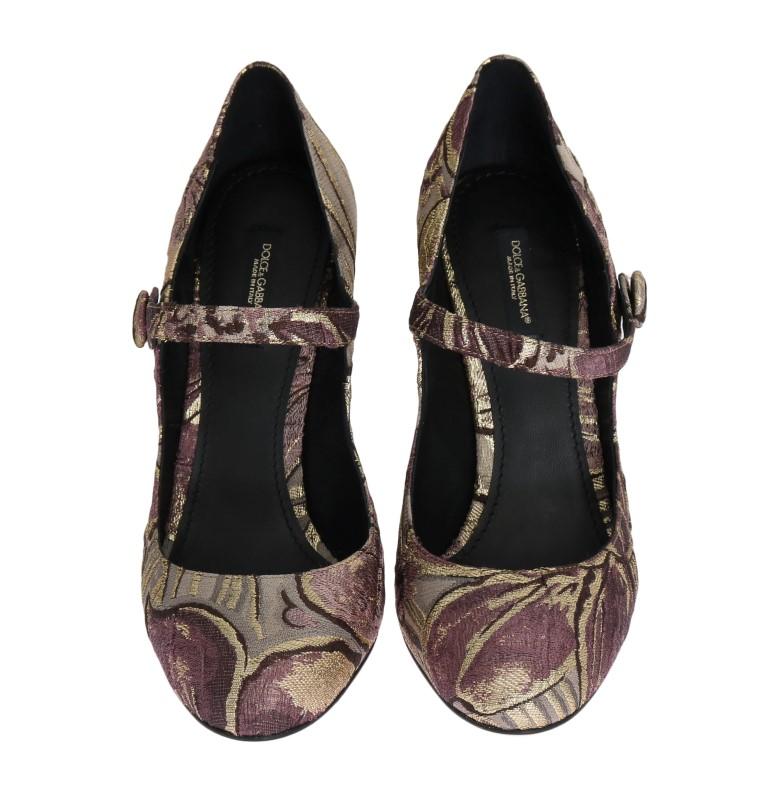 Purple Jacquard Crystal Floral Leather Shoes