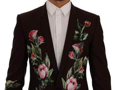 Bordeaux Wool Crystal Bee Floral Suit