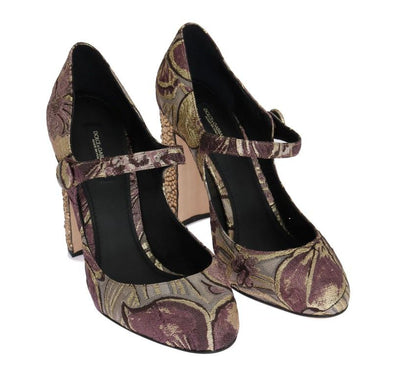Purple Jacquard Crystal Floral Leather Shoes