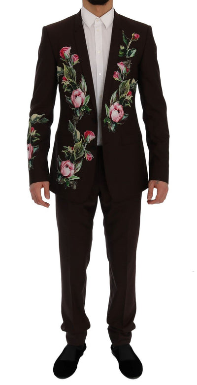 Bordeaux Wool Crystal Bee Floral Suit