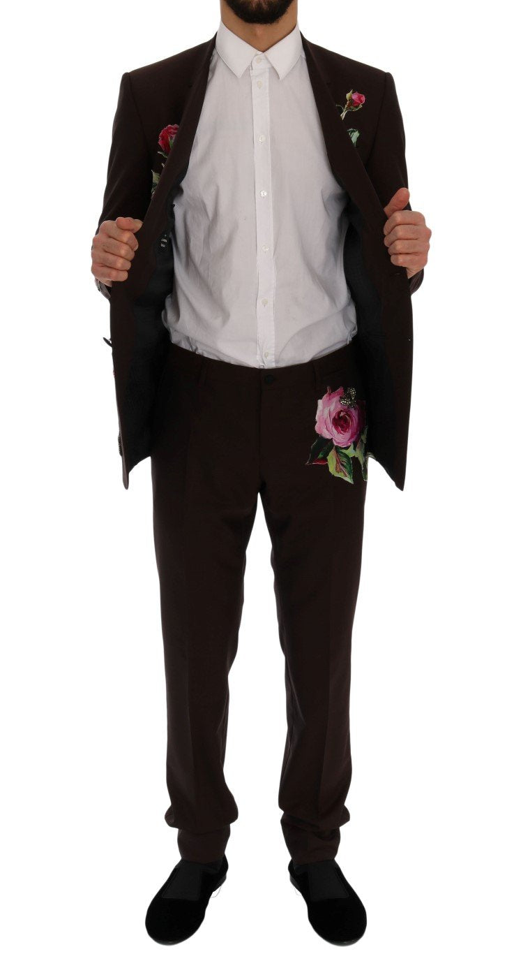 Bordeaux Wool Crystal Bee Floral Suit