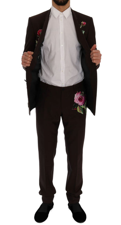 Bordeaux Wool Crystal Bee Floral Suit