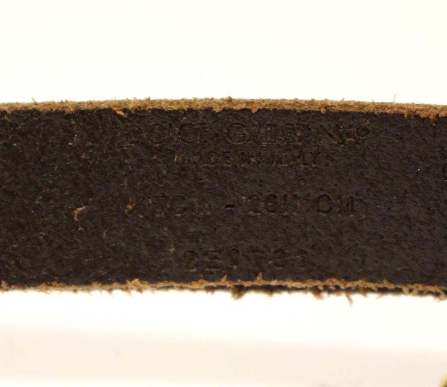 Brown Leather Logo Gold Buckle Belt