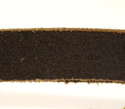 Brown Leather Logo Gold Buckle Belt