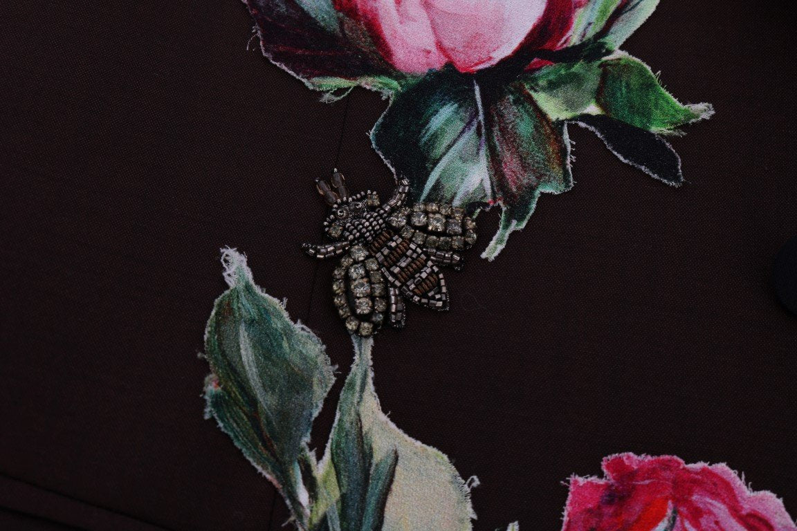 Bordeaux Wool Crystal Bee Floral Suit