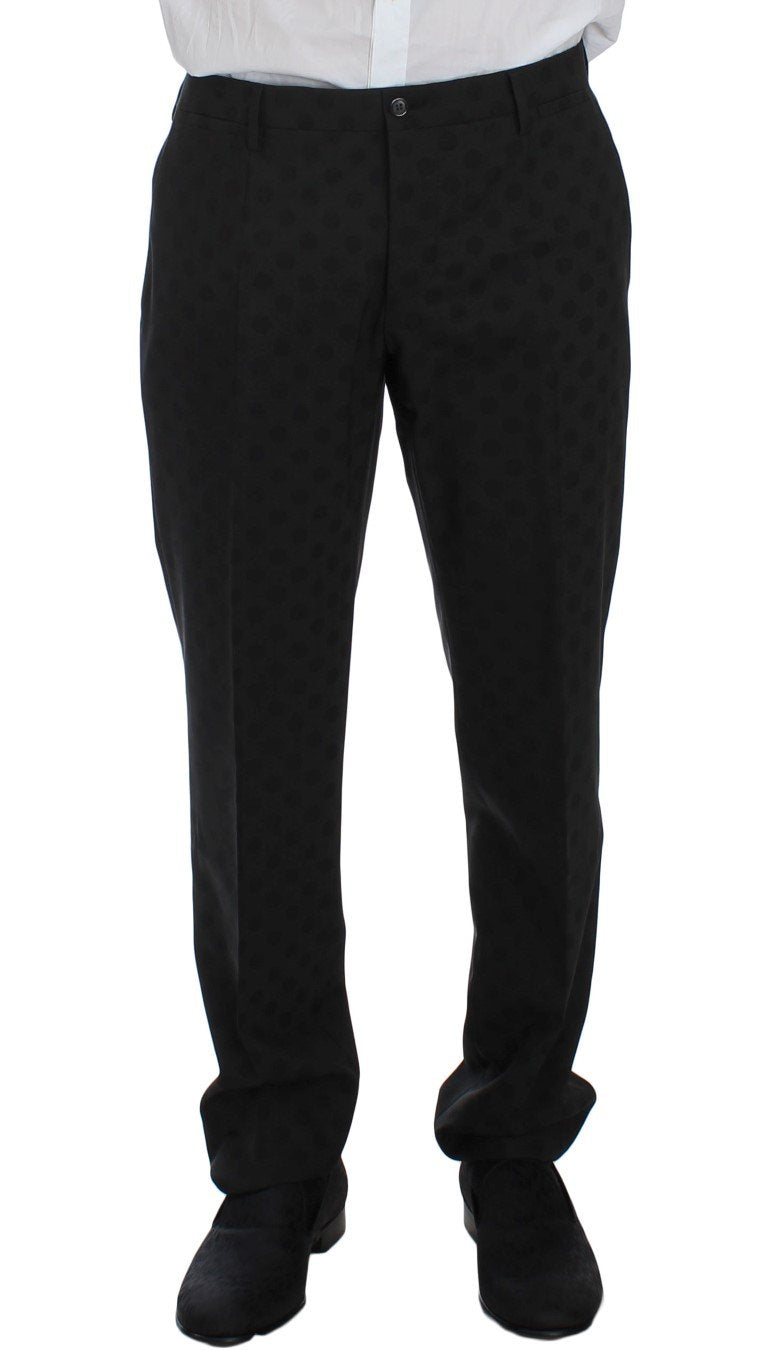 Gray Polka Wool Stretch Slim 3 Piece Suit