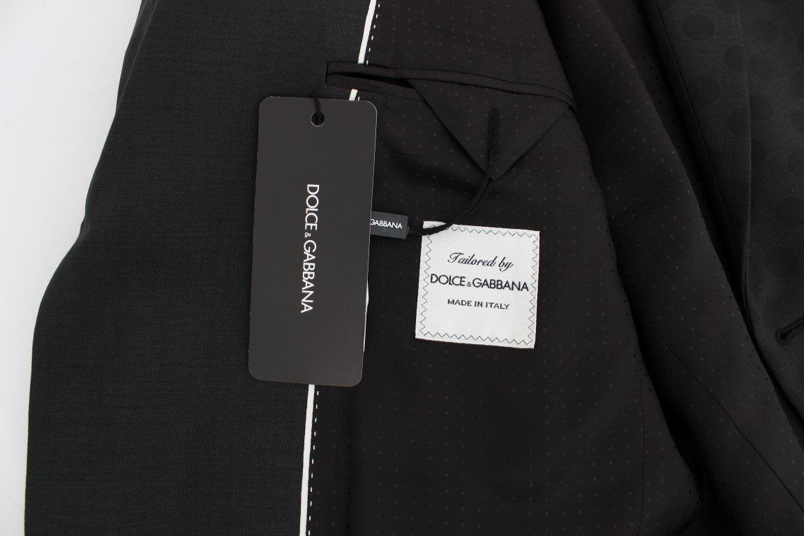 Gray Polka Wool Stretch Slim 3 Piece Suit