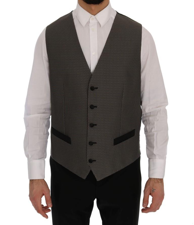 Multicolor Black Wool Silk Circle Pattern Vest