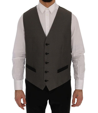 Multicolor Black Wool Silk Circle Pattern Vest