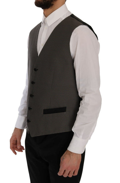 Multicolor Black Wool Silk Circle Pattern Vest
