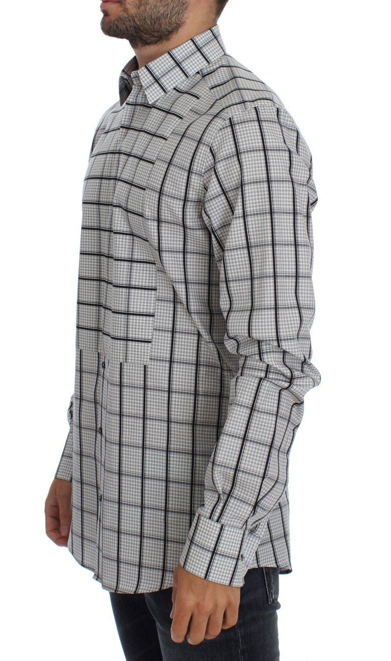 White Black Checkered Cotton Mens Shirt