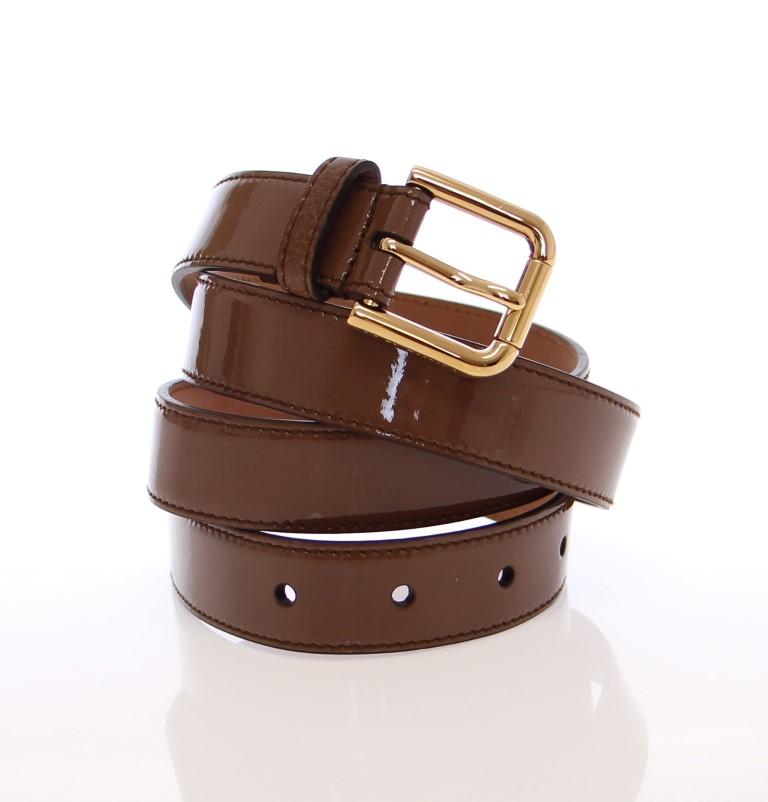 Brown Leather Gold Logo Belt