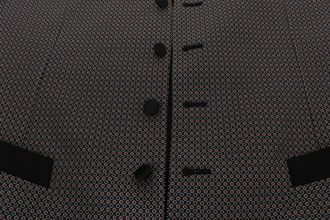Multicolor Black Wool Silk Circle Pattern Vest
