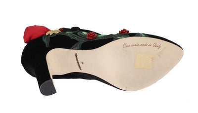 Black Velvet Roses Mary Janes Pumps